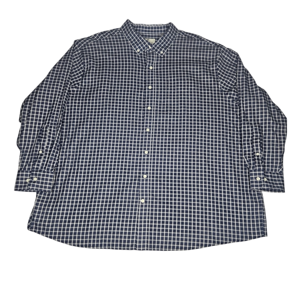 Oak Hill Shirt Mens 3XL Blue‎ White Long Sleeve Window Pane Check Button Up